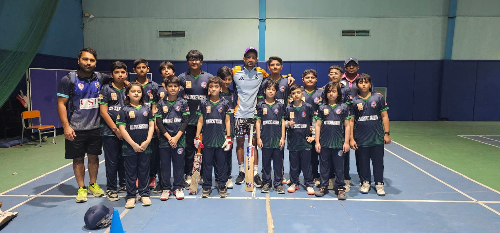Junior players training in the indoor nets at MAX Sports
